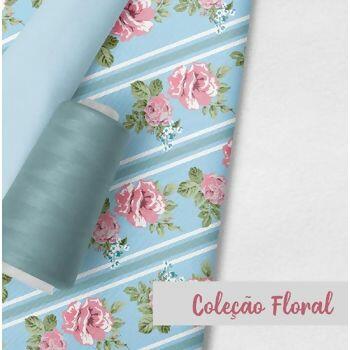 Tecido Tricoline Bahamas Artesanato - Floral - 0,50 x 1,50